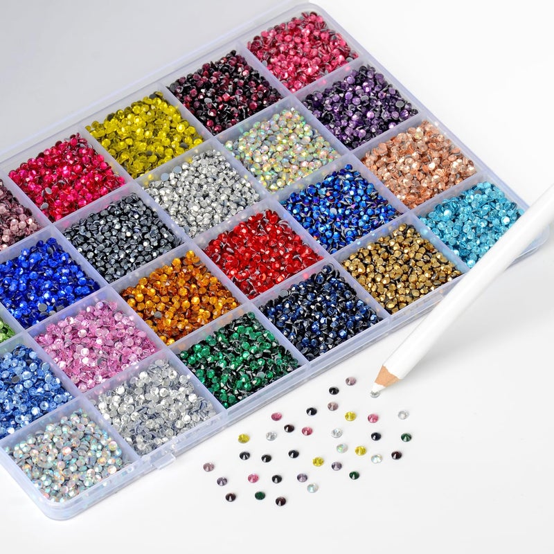 LPBeads Glass Hotfix Rhinestones Bulk SS10 14400pcs 24 Colors Hotfix Crystal Flatback Rhinestones for Crafts Clothes with Tweezers and Wax Pencil Kit - Image 4